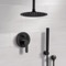 Matte Black Ceiling Shower System With Rain Shower Head and Hand Shower